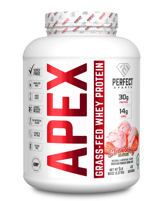 APEX Grass-Fed Pure Whey Protein 5lbs Strawberry Ice Cream - PERFECT Sports
