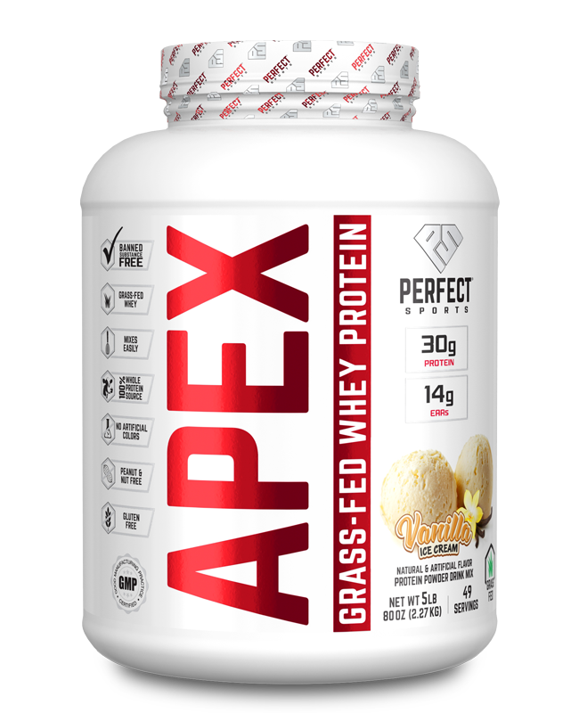 APEX Grass-Fed Pure Whey Protein 5lbs Vanilla Ice Cream - PERFECT Sports