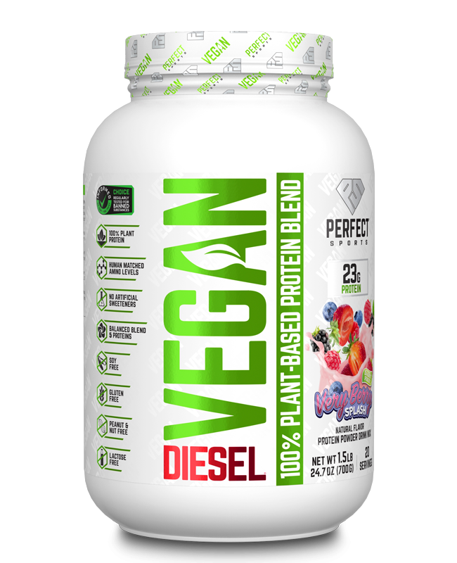 DIESEL Vegan 100% Plant-Based Protein 1.5lb Berry - PERFECT Sports