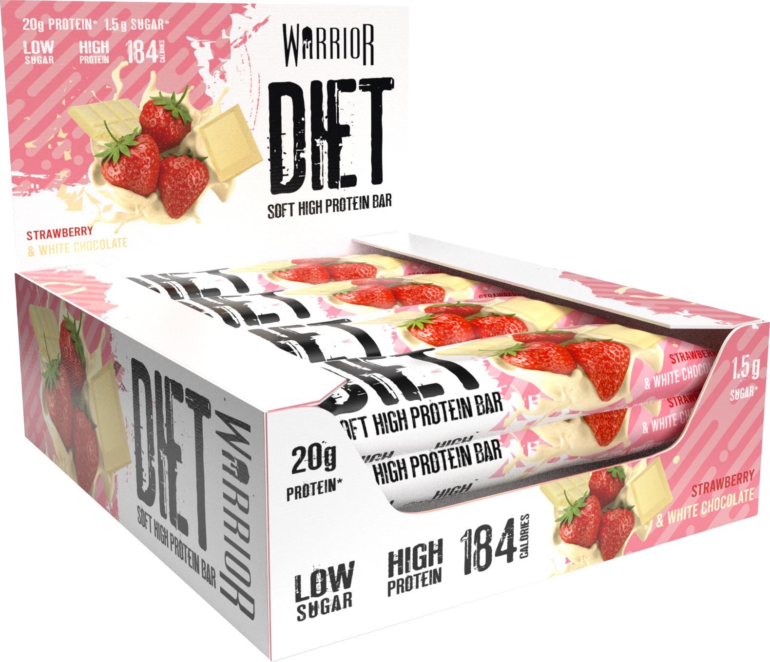 WARRIOR DIET PROTEIN BAR 55g - strawberry white chocolate